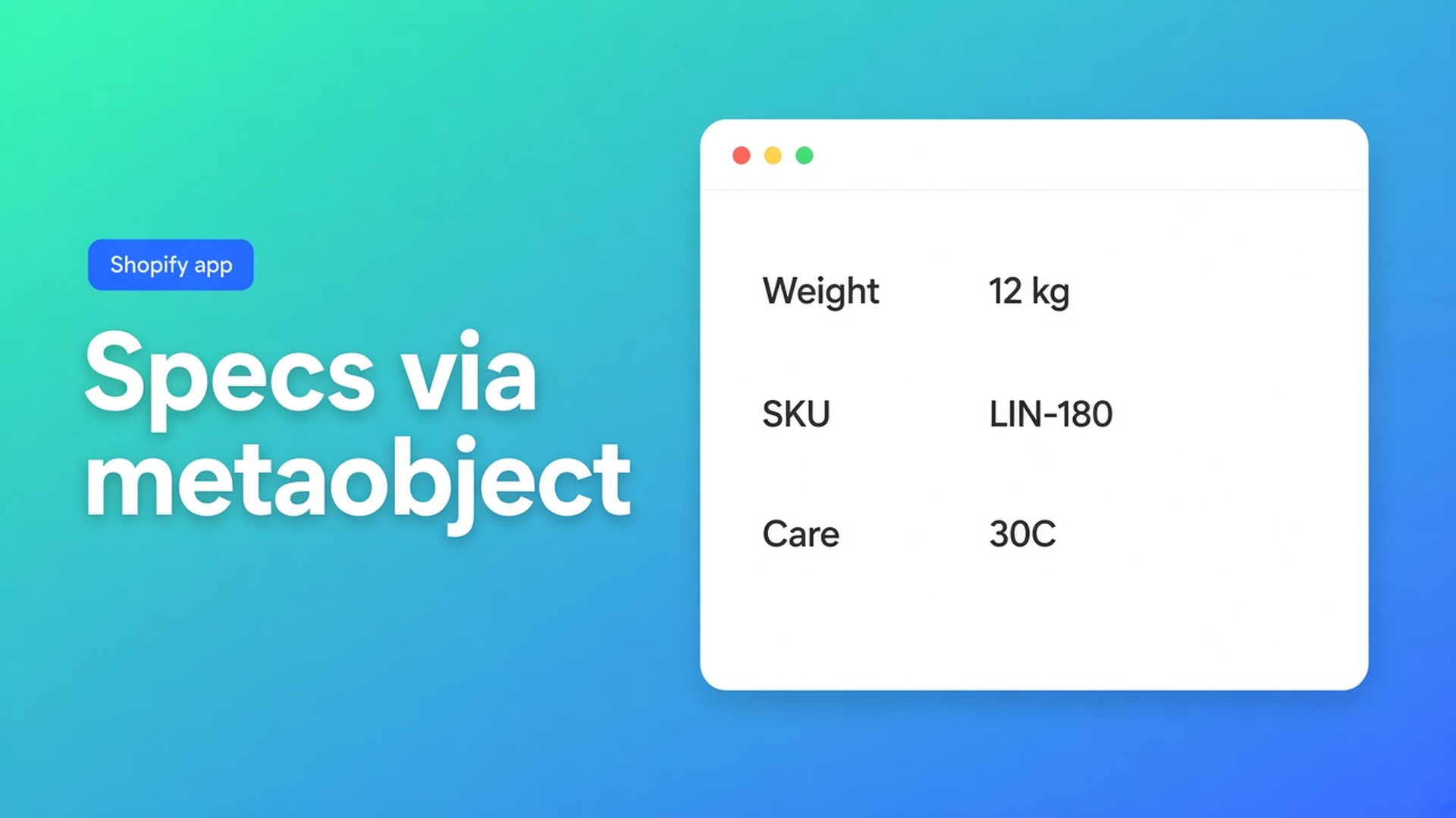 Shopify specs tabel metaobject: toon een veld uit het gekoppelde metaobject in Specs of Comparison. Geen losse custom tekst per product.