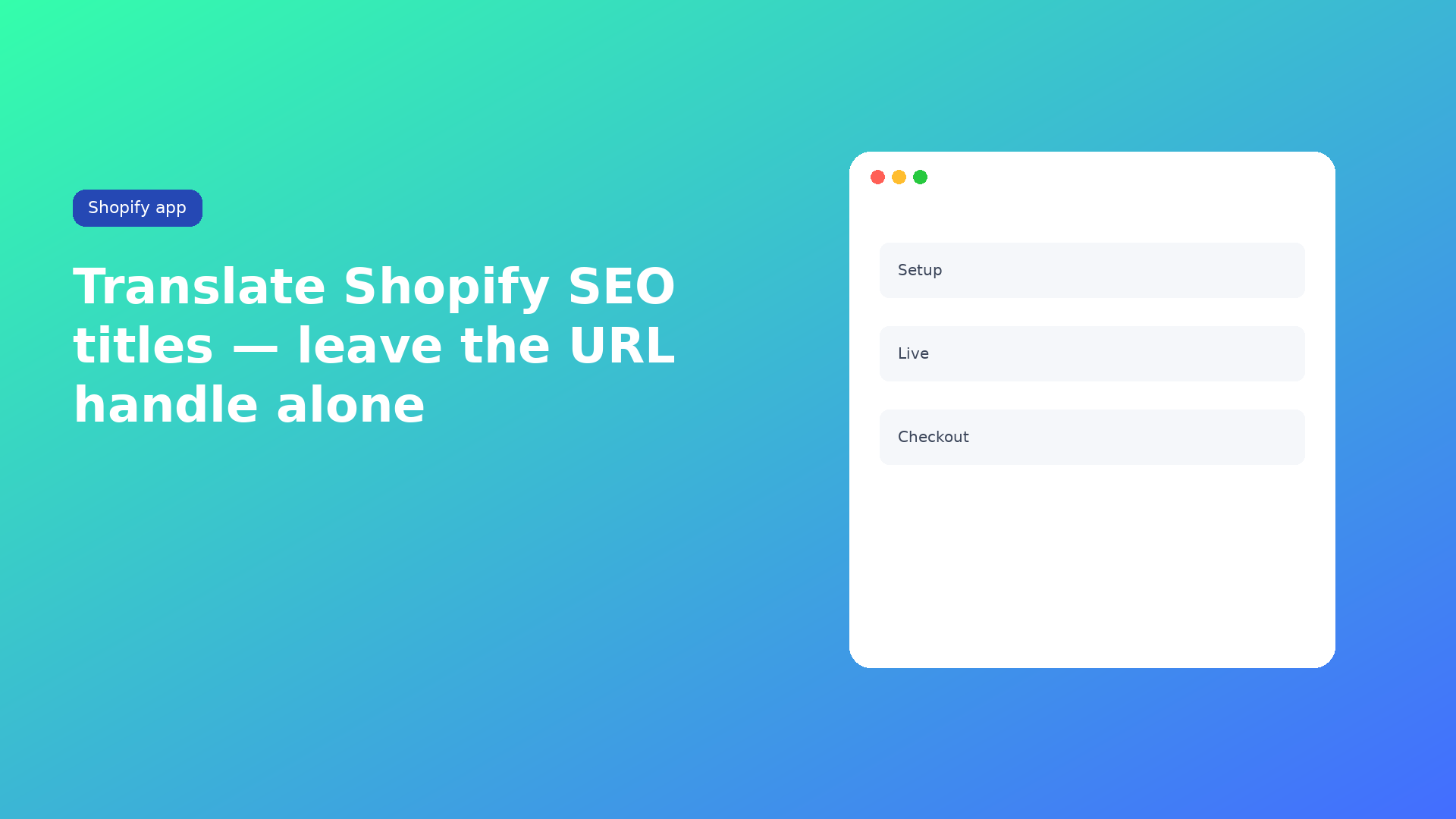 Shopify multilingual SEO translations: SEO title and description go through AI jobs. Handles and URLs stay technical — jobs skip them. Locks keep your own snippet.