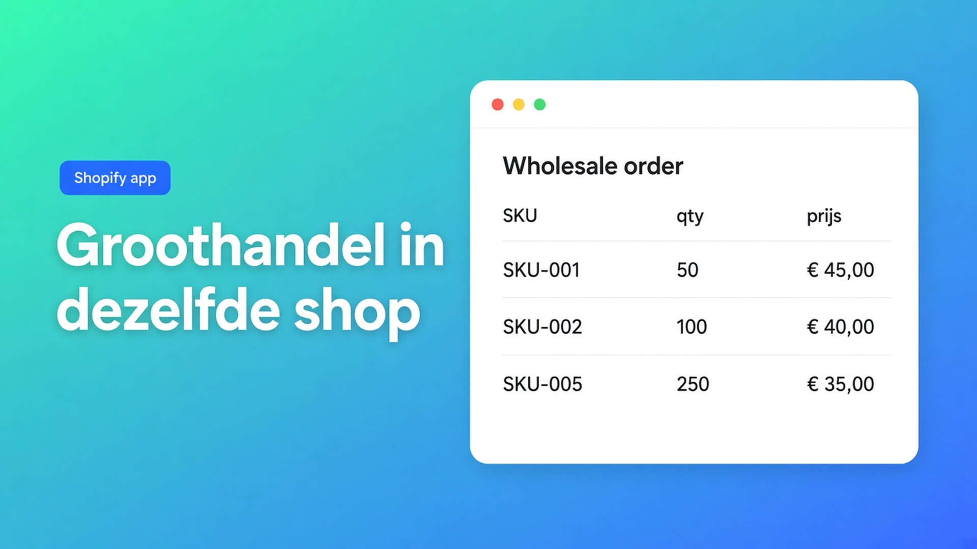 Wholesale verkopen via Shopify zonder tweede winkel: registratie, tags, staffelprijzen op een bulkpagina. Retailprijzen blijven op de productpagina.