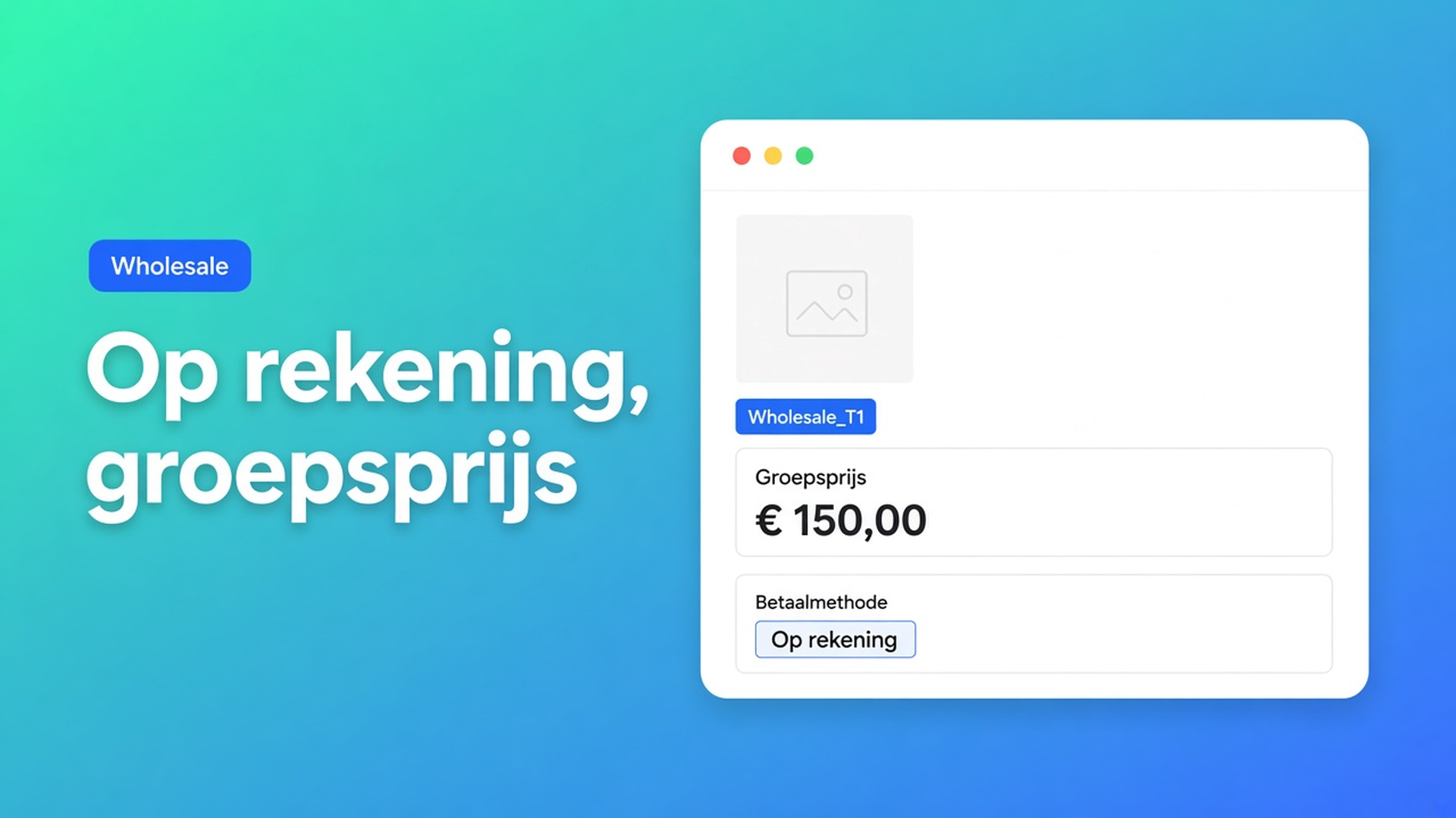 Shopify wholesale net terms: reseller bestelt op rekening, ziet wél zijn groepsprijs. Tags, draft of handmatige order — geen kaart aan de kassa.