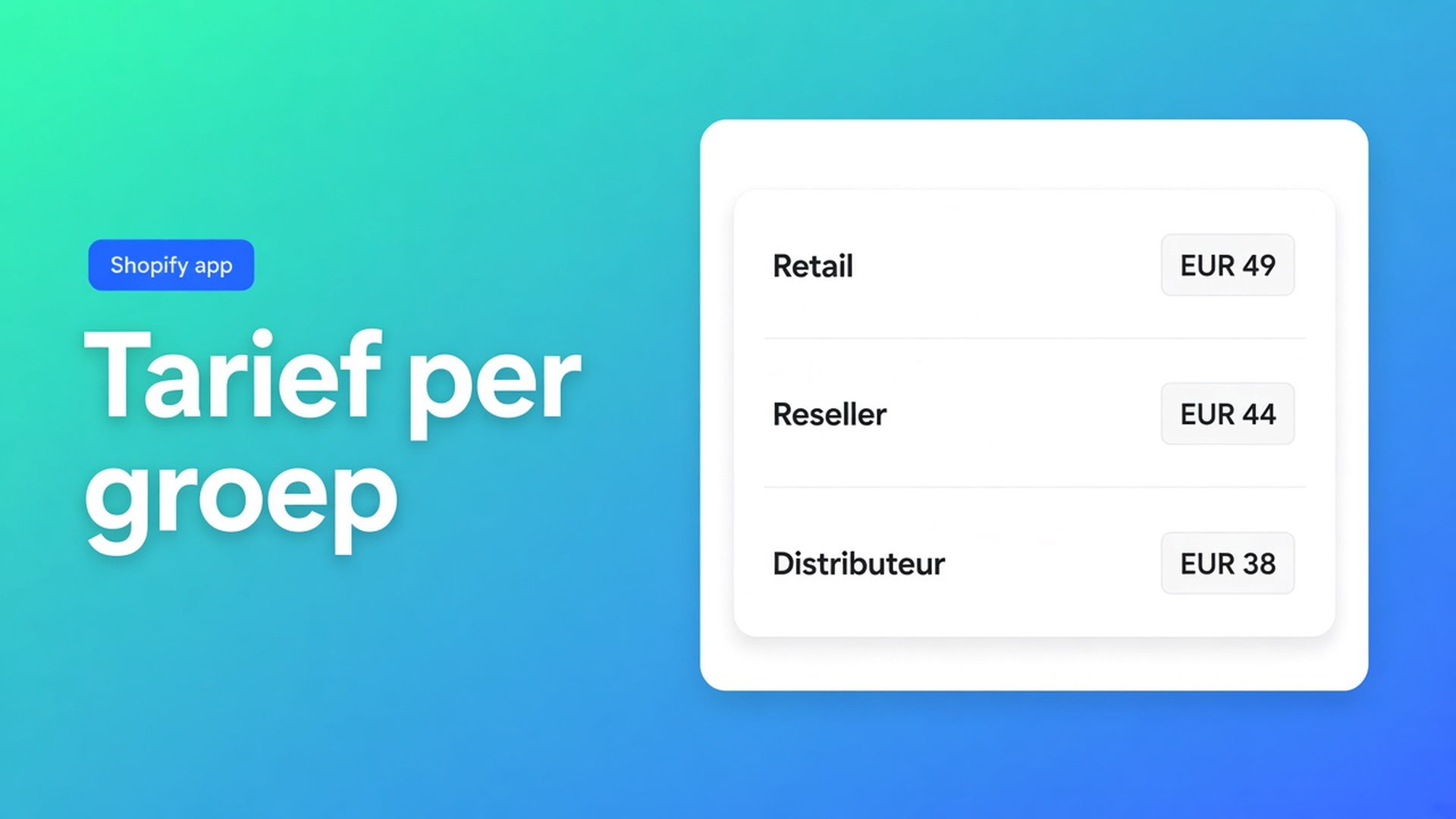 Shopify klantgroep wholesale prijzen: reseller, distributeur en retail elk hun eigen tarief — via tags, niet via een kortingscode die uitlekt.