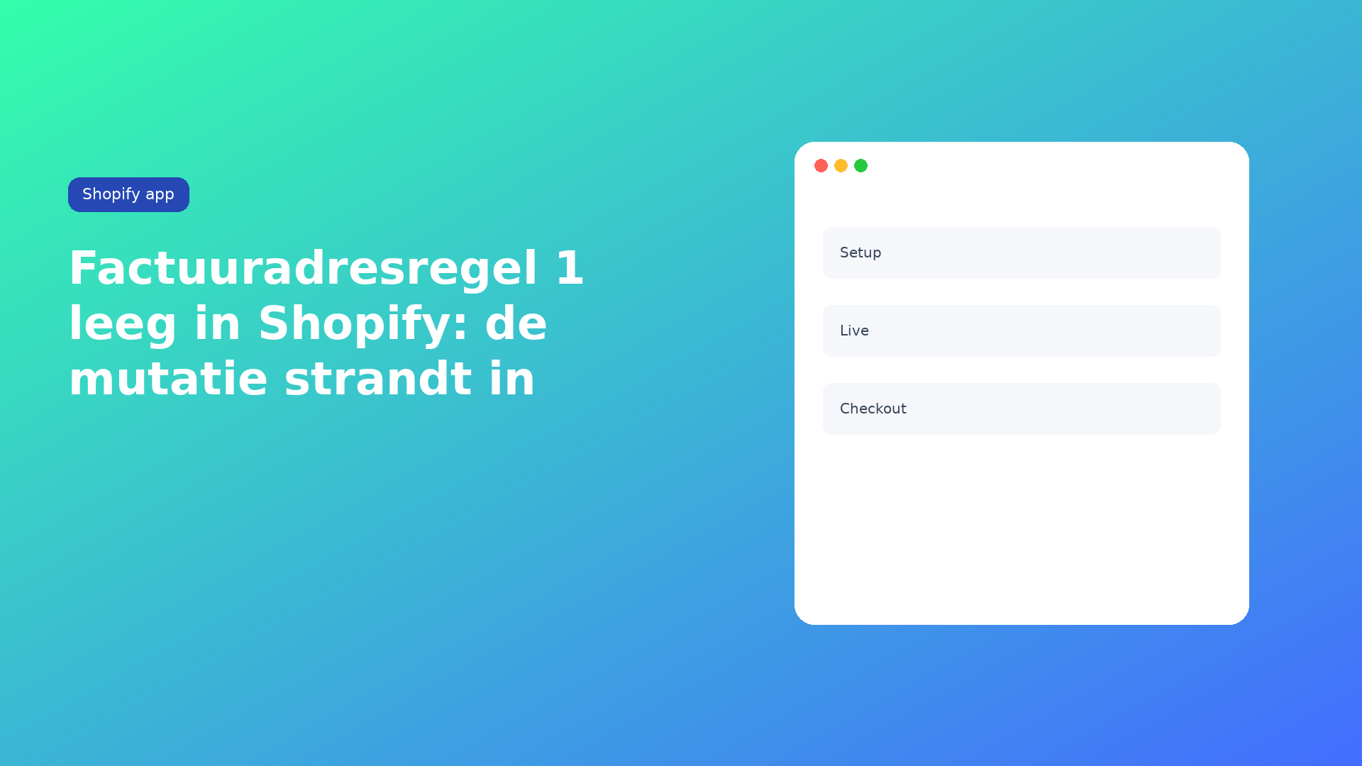 Shopify factuuradres regel 1 leeg e-Boekhouden: address1 ontbreekt in billing_address. Vul de straat, of gebruik een standaarddebiteur bij POS.