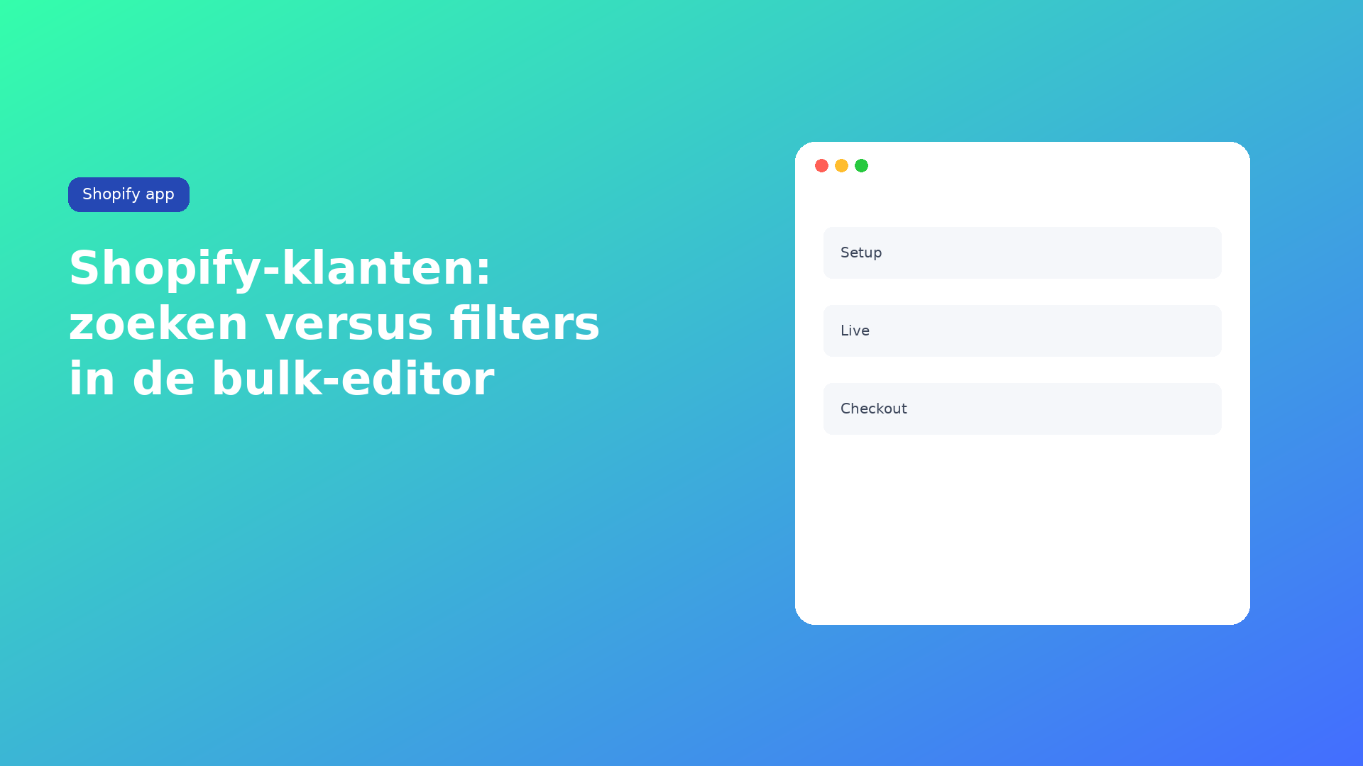 Shopify klanten zoeken versus filters: Search is naam, e-mail, telefoon, tags. Locale en notitie matchen tijdens scannen.