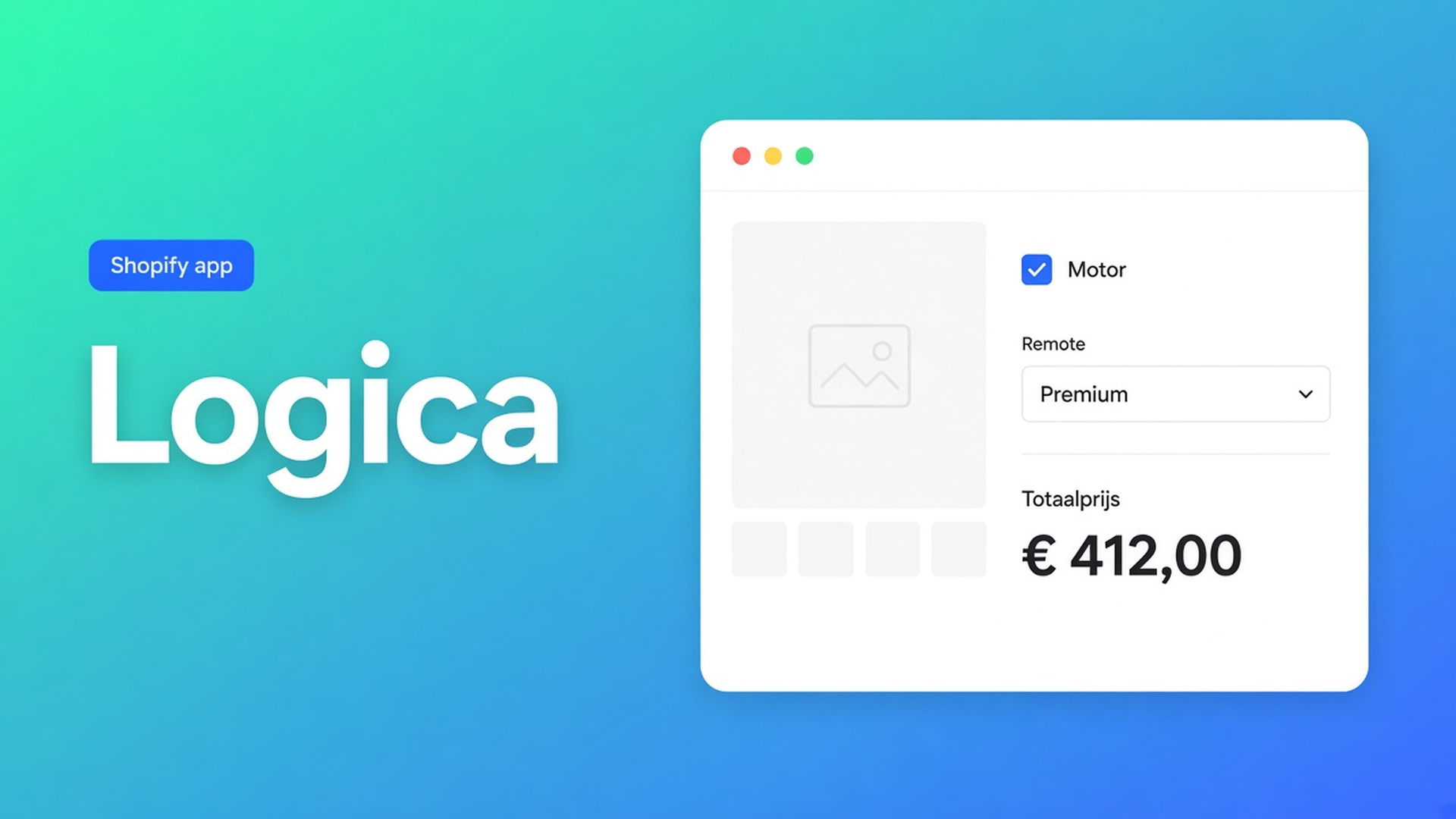 Shopify conditionele productopties: de toeslag volgt de vorige keuze. Geen SKU-raster voor motor × remote. Premium if/then, native stopt bij drie options.