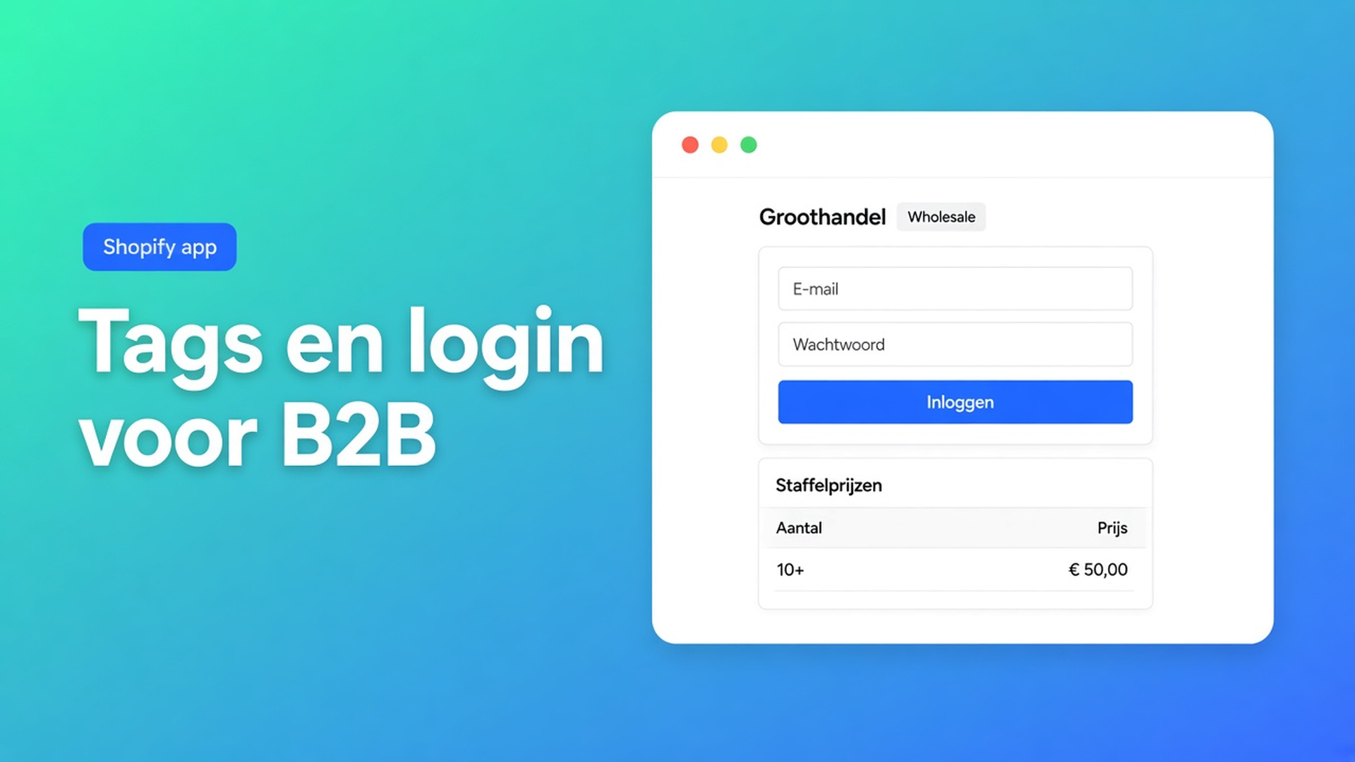 Shopify B2B klanttags login: alleen een ingelogde, getagde account ziet het bulkformulier. Zonder tag blijft de catalogus retail.