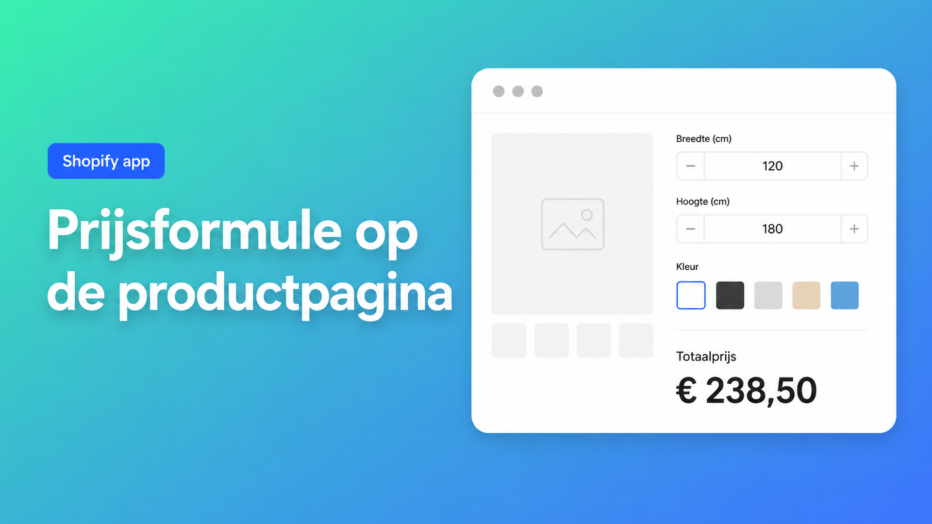 Een prijsformule Shopify op de productpagina: breedte × hoogte, setupkosten en afronding — zonder een variant per combinatie. Zo bouw je hem.