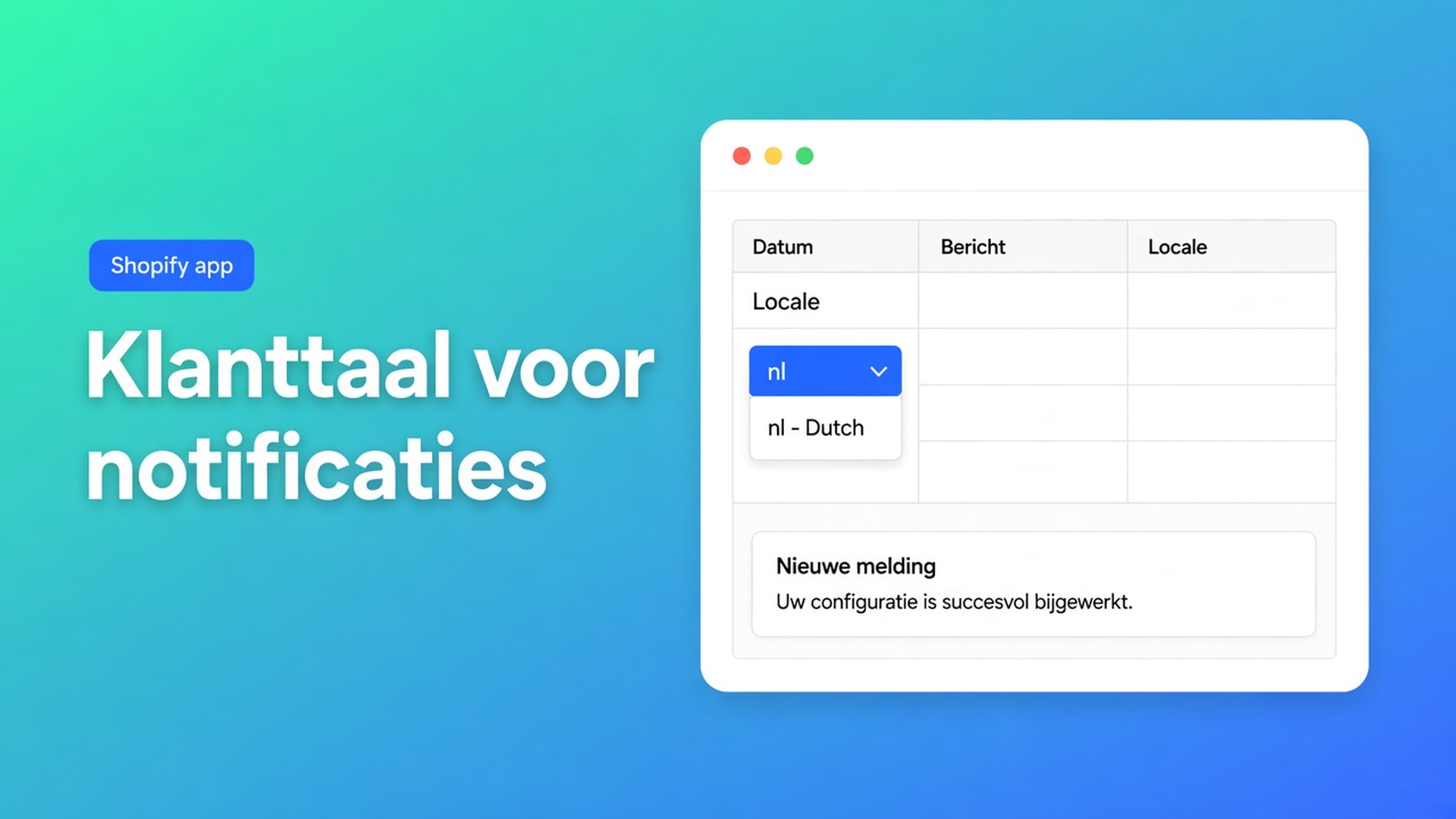 Shopify klanttaal notificaties instellen: ordermails volgen Customer Locale. Filter lege of verkeerde taal, bulk-apply nl of en, daarna Save.