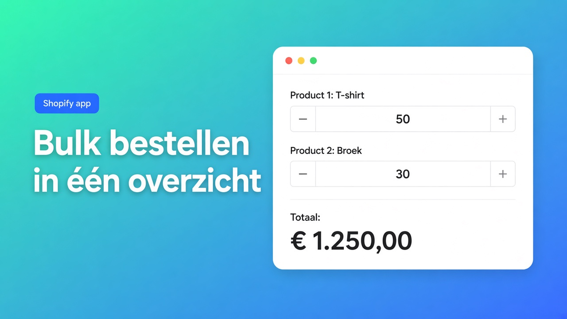 Een Shopify bulk order formulier laat wholesaleklanten hoeveelheden per SKU invullen en in één keer in de cart zetten — niet pagina voor pagina.