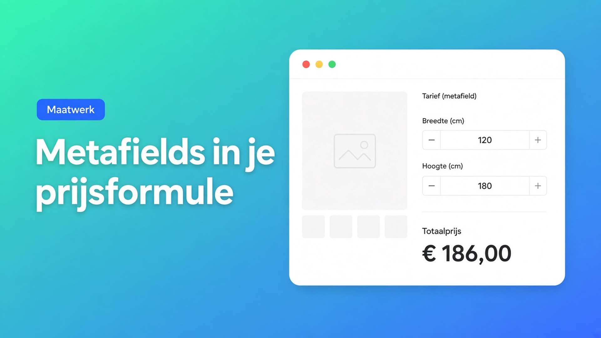 Shopify metafields in prijsformule: bewaar het tarief per product en laat één calculator de live prijs uitrekenen — zonder extra varianten.