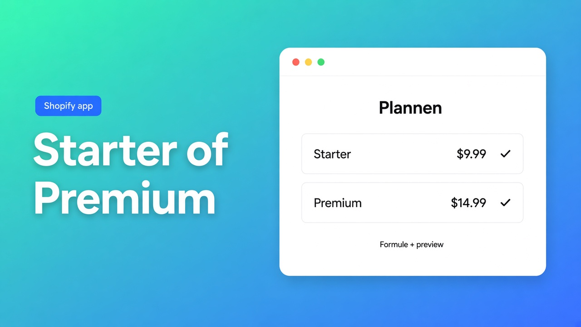 Shopify Options Price Calculator Starter of Premium: Free tot 20 uses, Starter voor formules, Premium voor conditionele prijzen, preview en prijsopbouw.