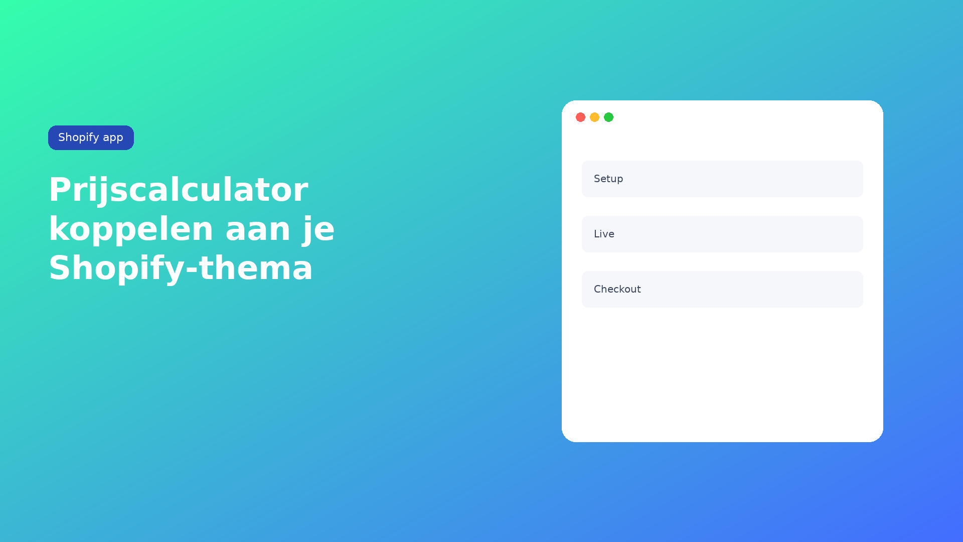 Shopify calculator theme bindings: plak een product-URL, laat de selector picker prijs en Add to cart vinden. Na een themawissel opnieuw prikken.