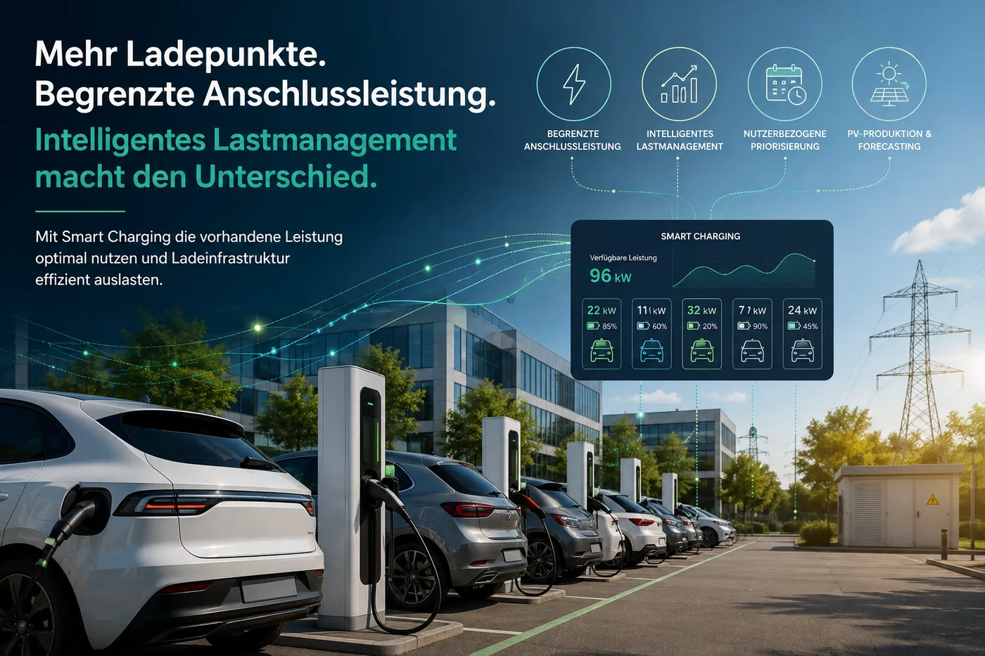 Mehr Ladepunkte trotz begrenzter Anschlussleistung: Mit intelligentem Lastmanagement zur optimalen Auslastung