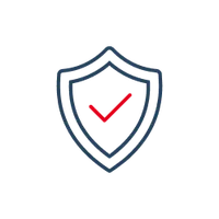 Icon: Blaues Schild mit rotem Pfeil nach links, symbolisiert Schutz oder Zurück.