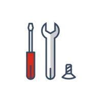 Icons von Werkzeugen und einer Schraube