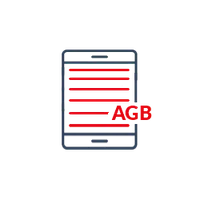 Symbol für Allgemeine Geschäftsbedingungen (AGB) auf einem Tablet.
