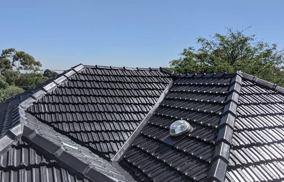 A restored concrete tile roof on a Melbourne home