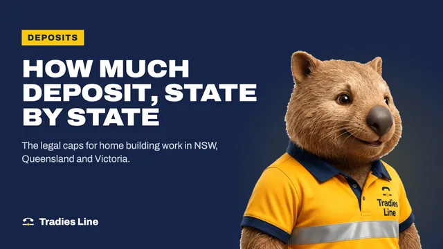 Wombo, the Tradies Line office manager, next to the words How much deposit, state by state
