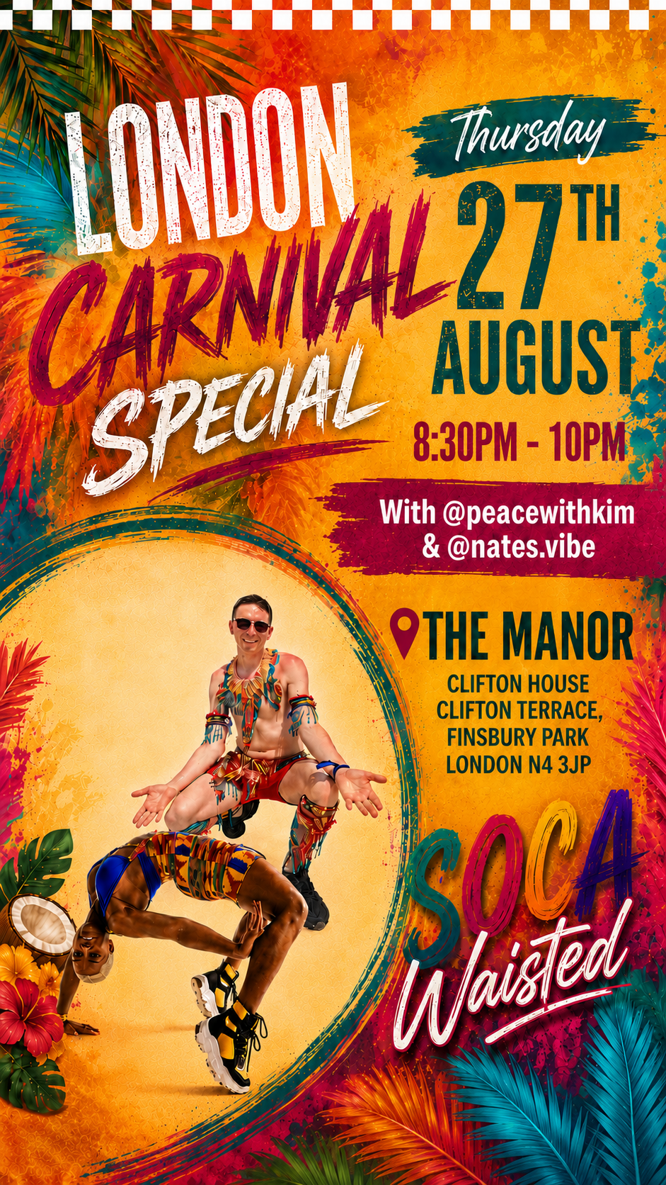SOCA WAISTED CARNIVAL DANCE FITNESS — Thu 27 August