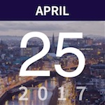 April 25, 2017 event date tile over Dublin at dusk