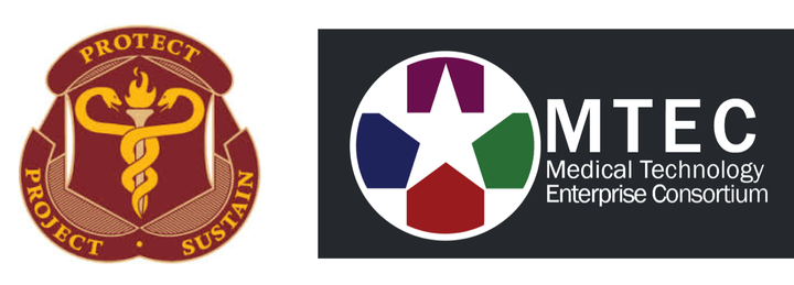 Army Medical Department crest and MTEC (Medical Technology Enterprise Consortium) logo