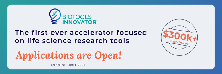 BioTools Innovator: the first ever accelerator focused on life science research tools. Applications are open, with $300k+ in cash prizes. Deadline: December 1, 2026.