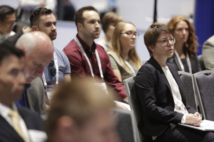 Audience members listening to pitches at the 2017 MedTech Innovator finals