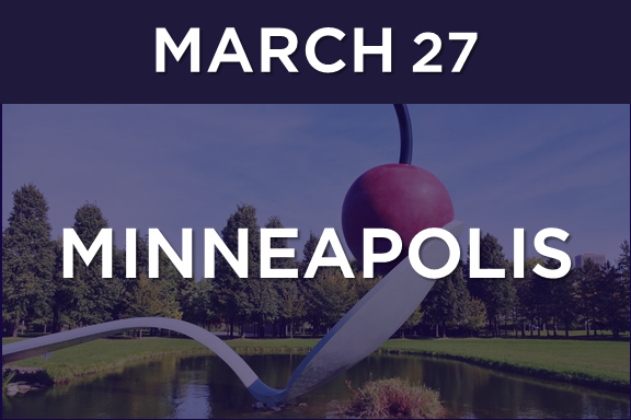 MedTech Innovator March 27 Minneapolis pitch event banner with Spoonbridge and Cherry sculpture
