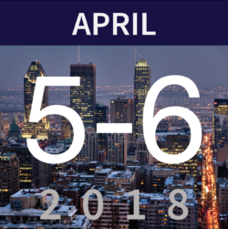 Montreal skyline with dates April 5-6, 2018
