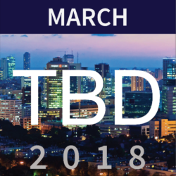 Israel city skyline at dusk with date March TBD 2018