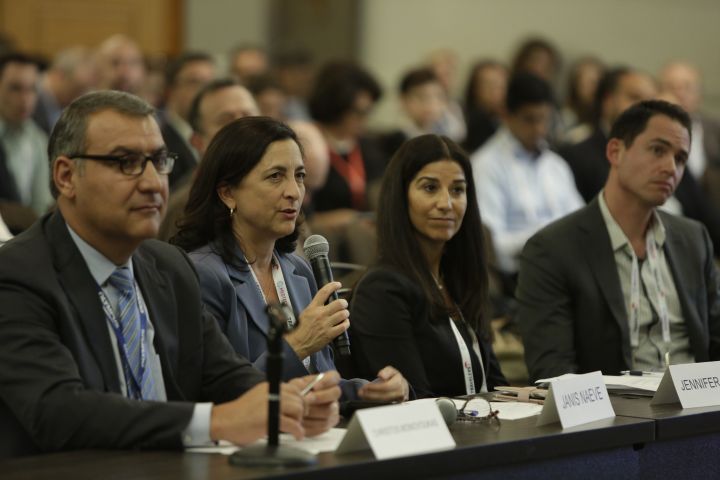 Judges panel asking questions at the 2017 MedTech Innovator finals
