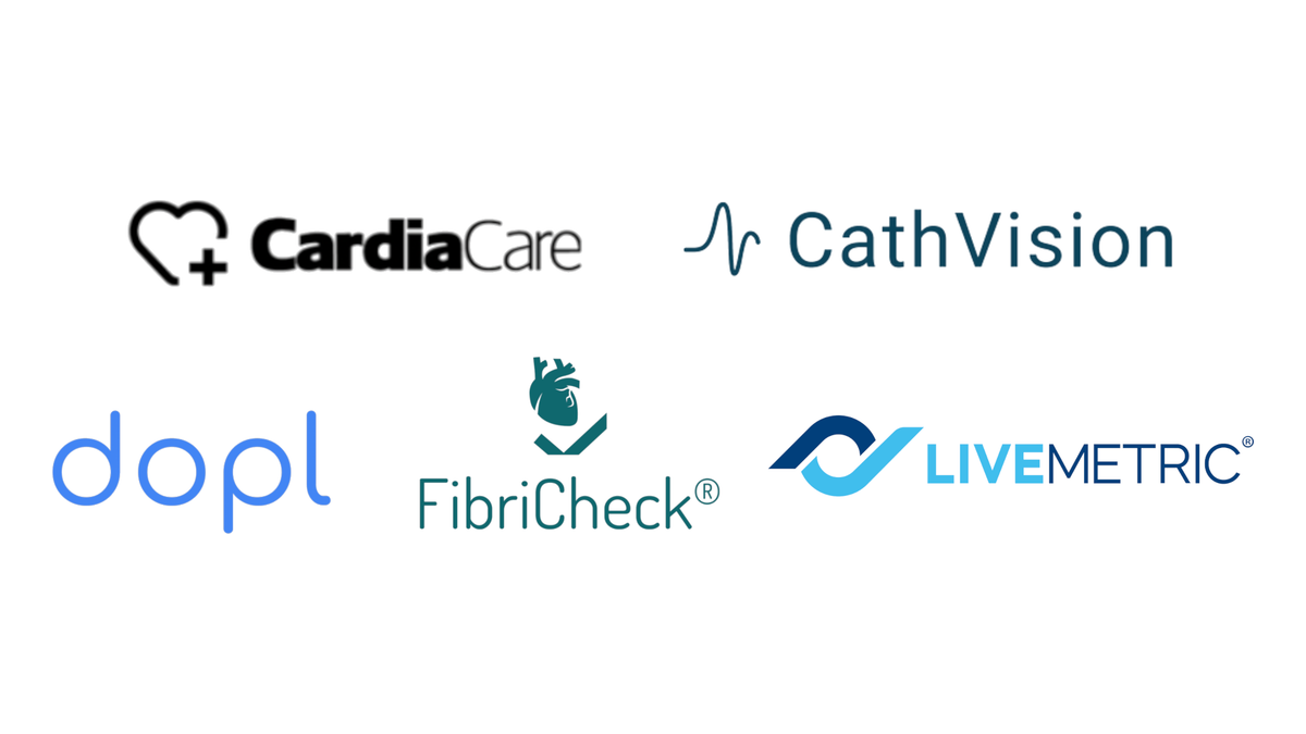 StimCardio, CathVision, Dopl Technologies, FibriCheck and LiveMetric logos