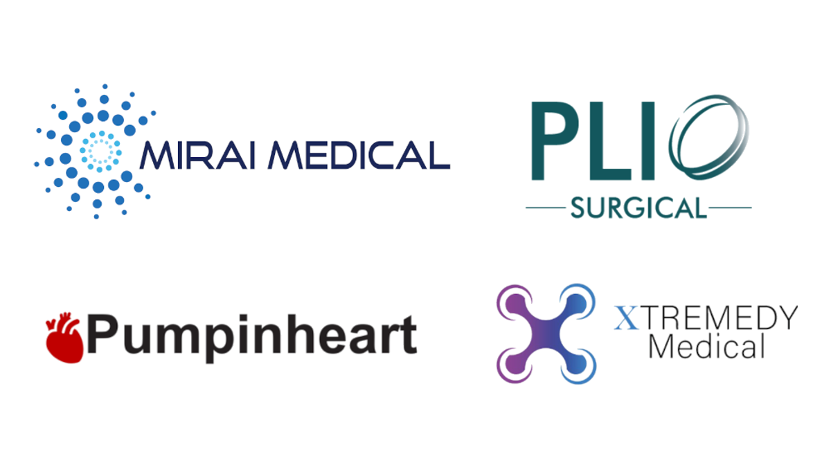 Mirai Medical, Plio Surgical, Pumpinheart and XTremedy Medical logos