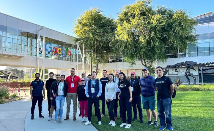 Summit attendees gathered on the Google campus during the morning walk with MedTech Innovator CEO Paul Grand