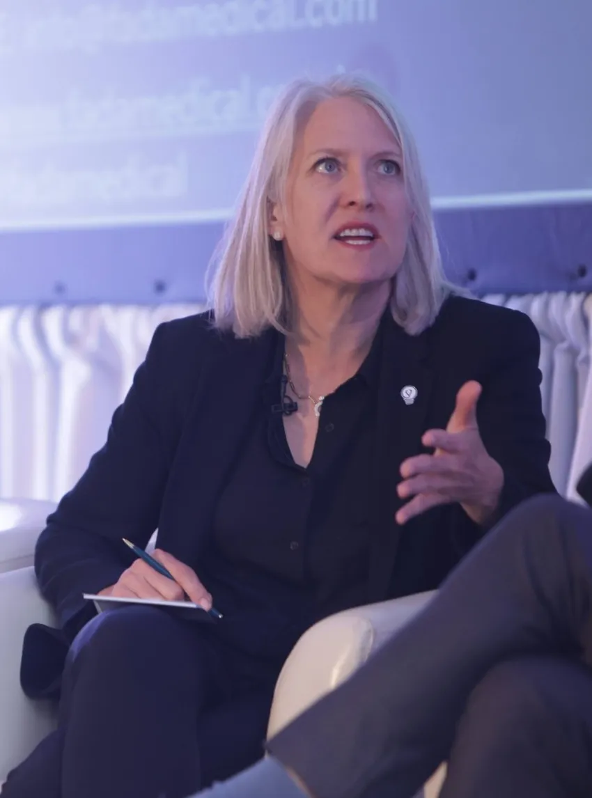Virginia Giddings of Edwards Lifesciences speaking on a panel