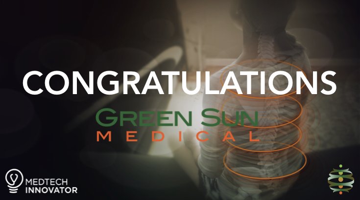 Congratulations graphic for Green Sun Medical, 2016 MedTech Innovator winner