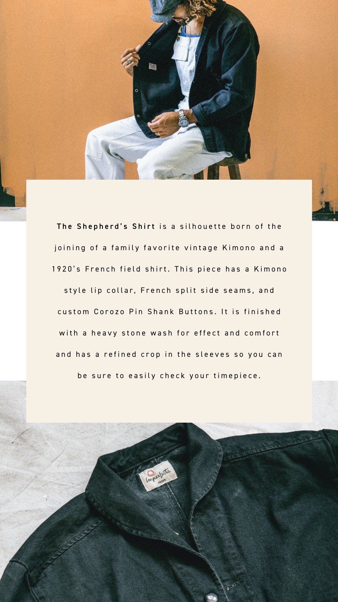 The Shepherd's Shirt in Black Mt. Vernon American Twill