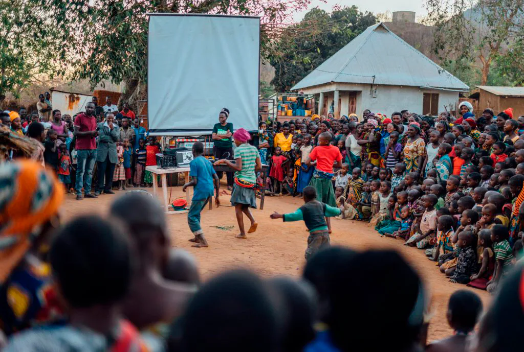 A community gathered for an outdoor FMNR presentation