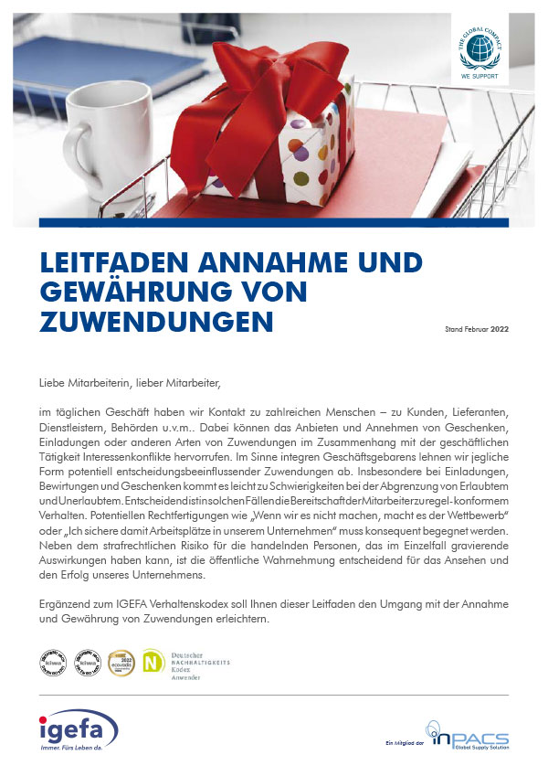 Leitfaden Annahme und Gewährung von Zuwendungen für MA