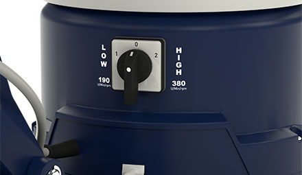 Geschwindigkeitsschalter mit Stufen LOW 190 und HIGH 380 U/min
