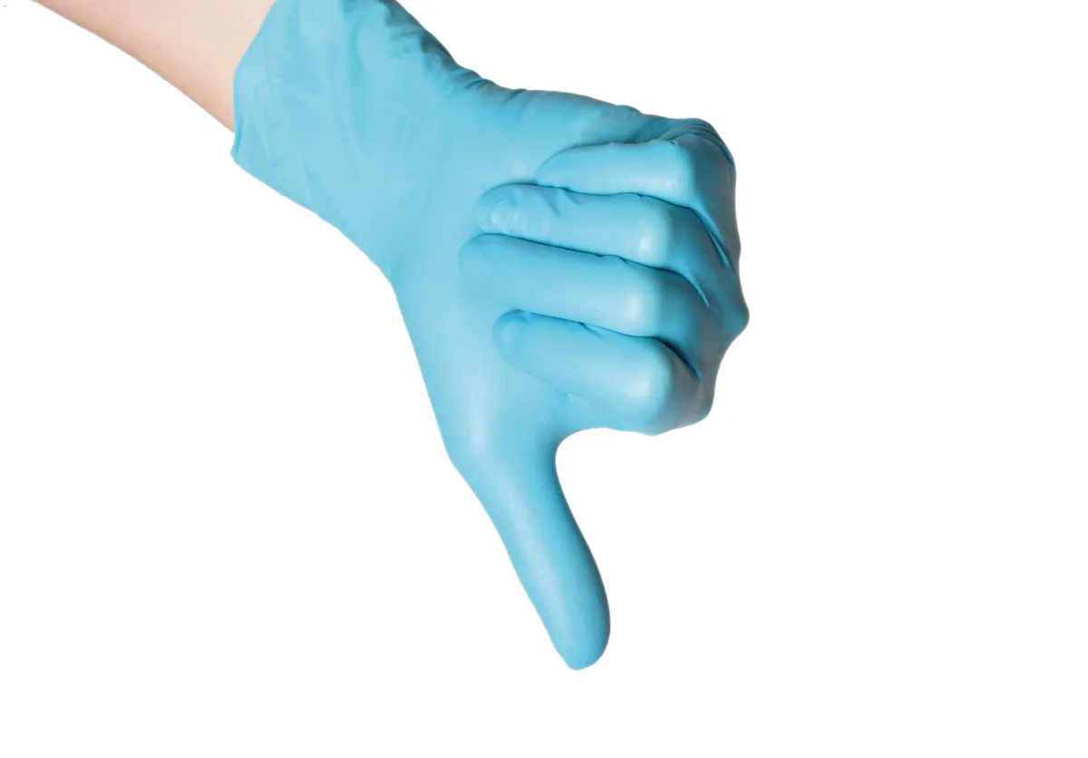 Einmalhandschuh Daumen runter