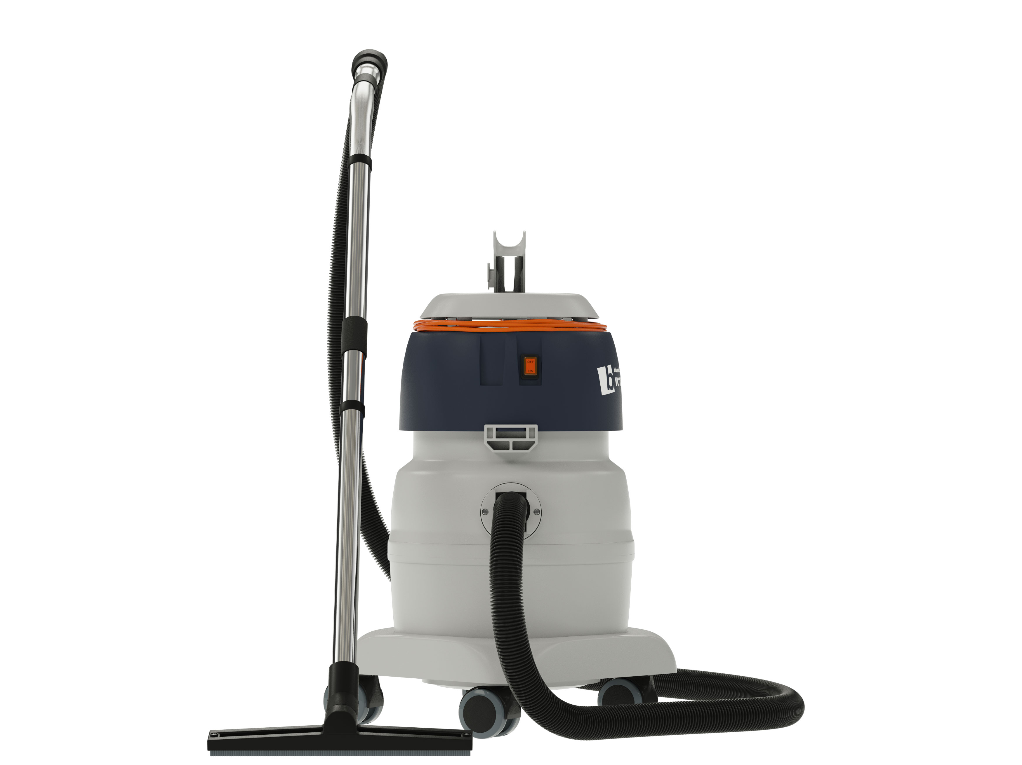 Nasssauger bluematic VC 30 AQUA von vorn mit Saugrohr und Bodendüse