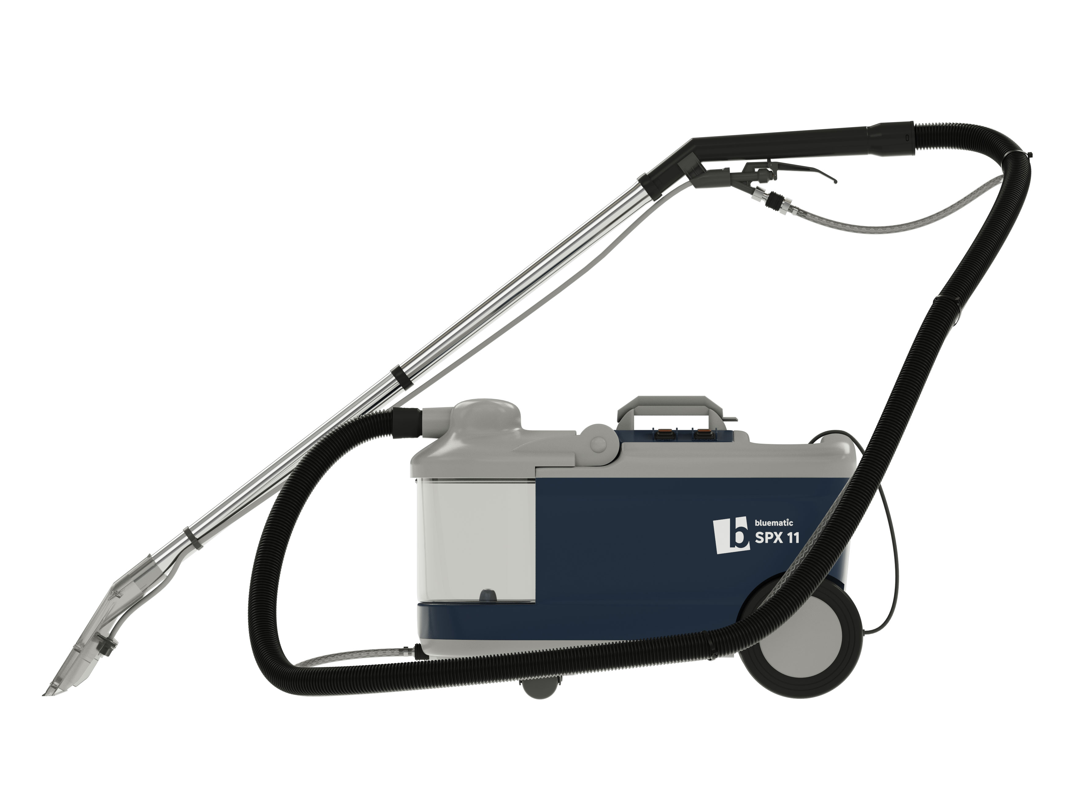 Sprühextraktionsgerät bluematic SPX 11 von links mit Saugschlauch