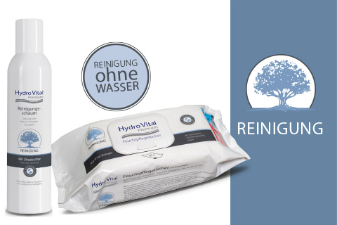 Hydro Vital Premium Reinigungsschaum und Pflegetücher, Reinigung ohne Wasser