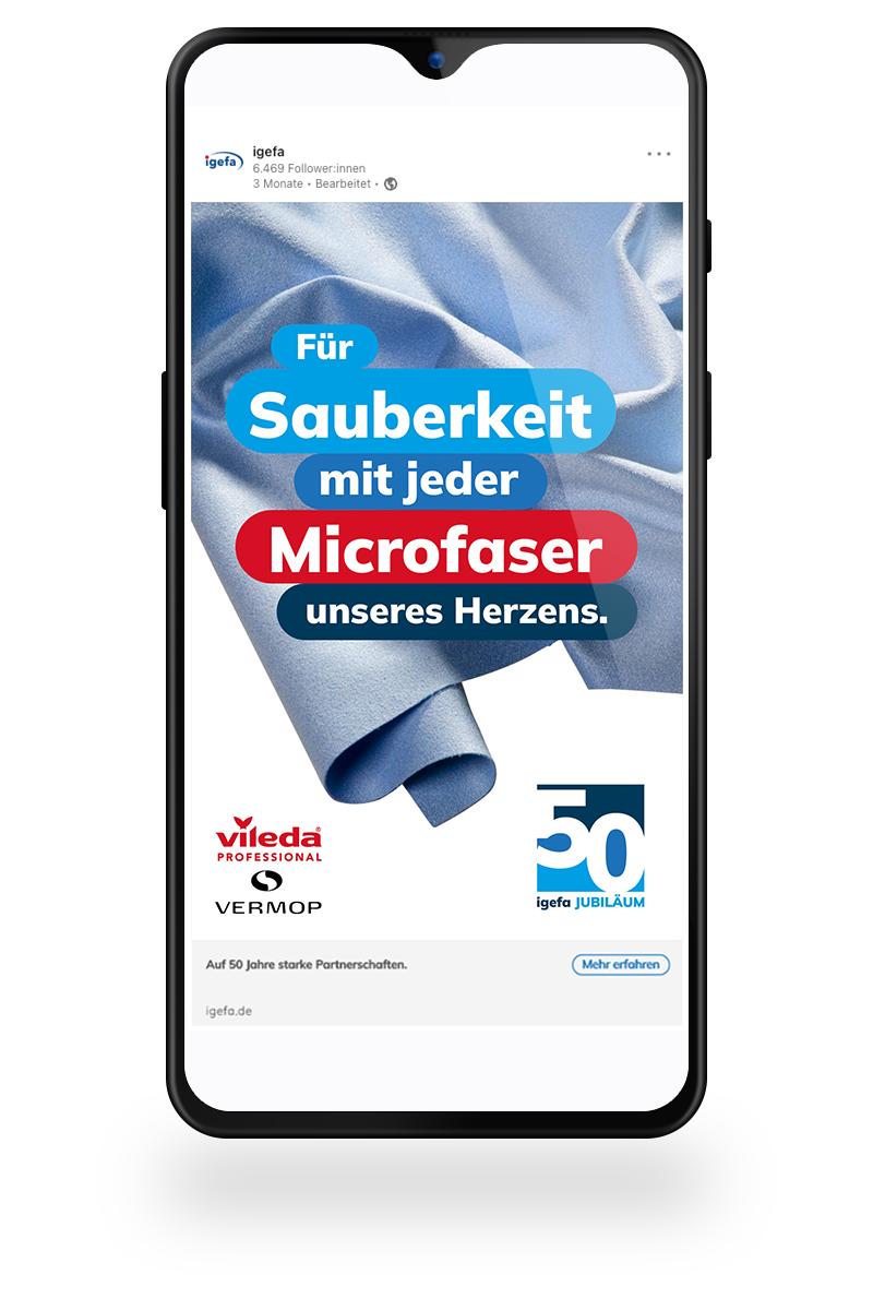 50 Jahre igefa - wir feiern zusammen mit Vileda Professional & Vermop zwei starken Marken unter Freudenberg Home and Cleaning Solution (FHCS)!