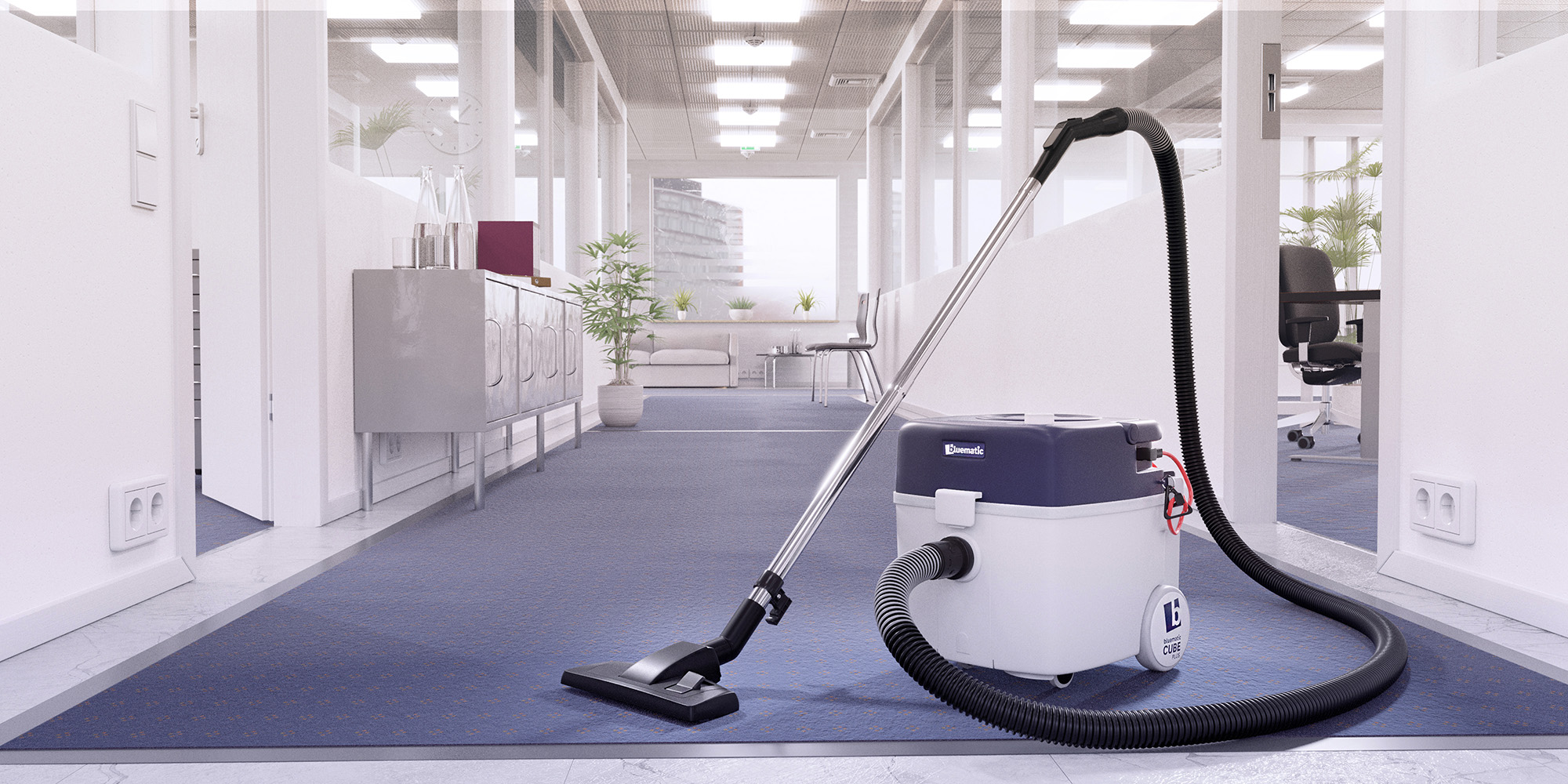 Der neue bluematic CUBE PLUS einsatzbereit im Büro