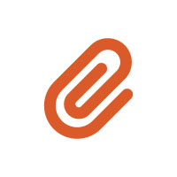 Piktogramm Kommunen: orangefarbene Büroklammer