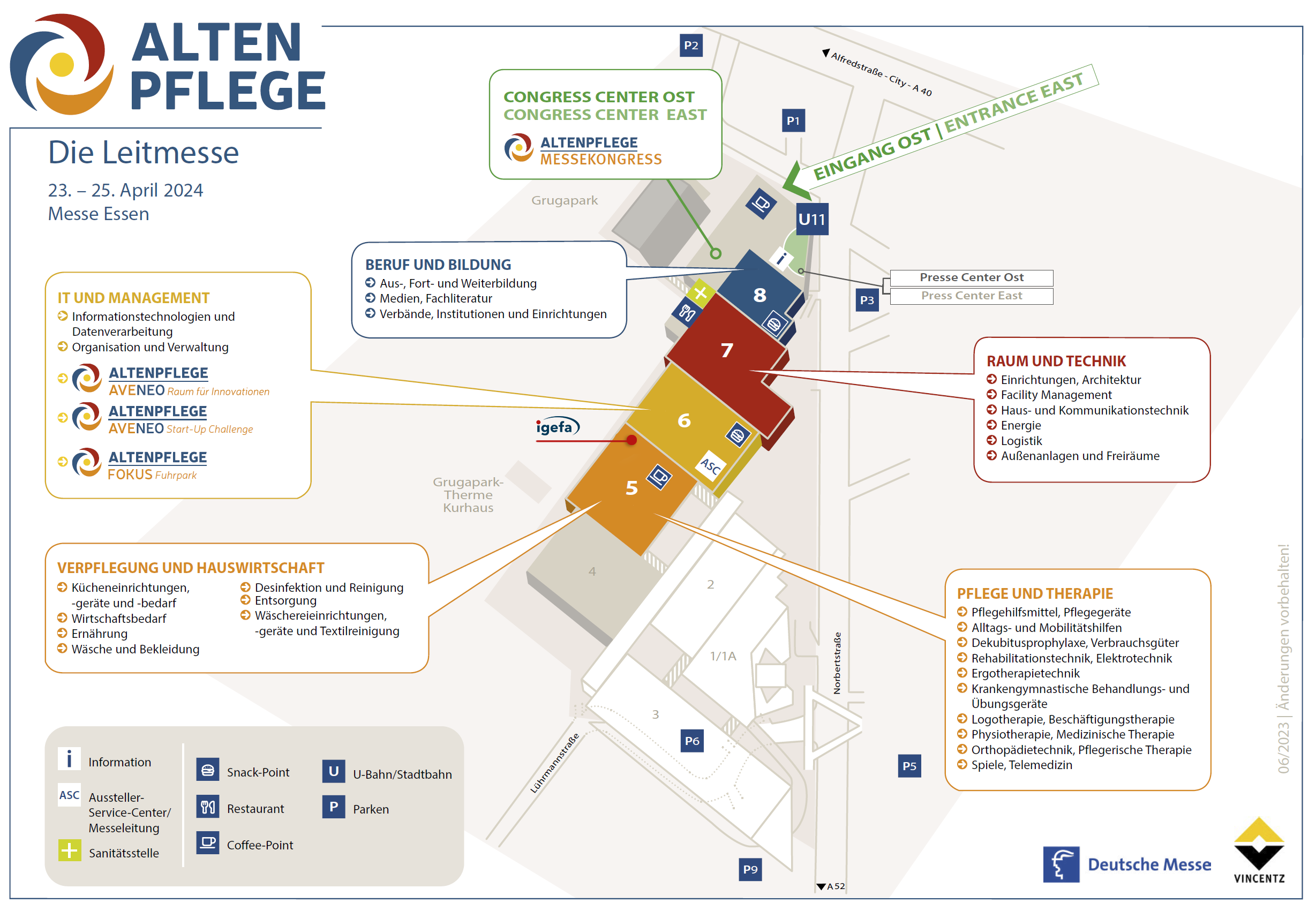 Hallenplan der Messe Altenpflege 2024 in Essen