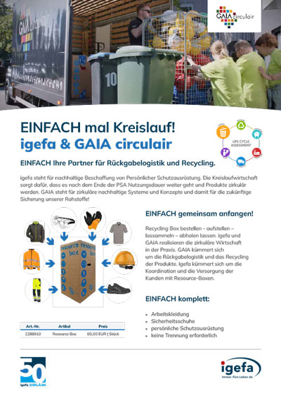 Flyer igefa und GAIA circulair zu Rückgabelogistik und Recycling