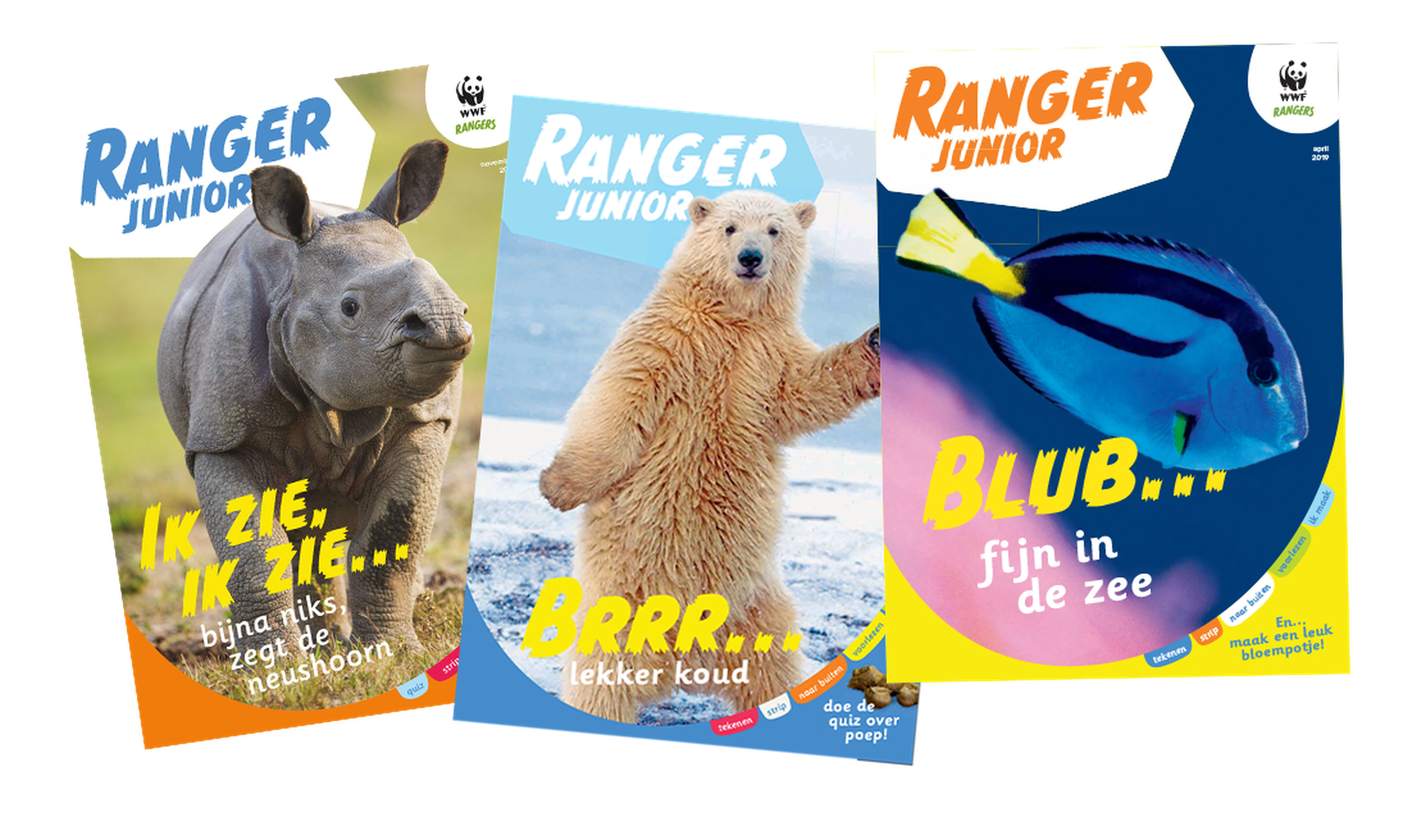 Drie magazines van WWF Ranger Junior