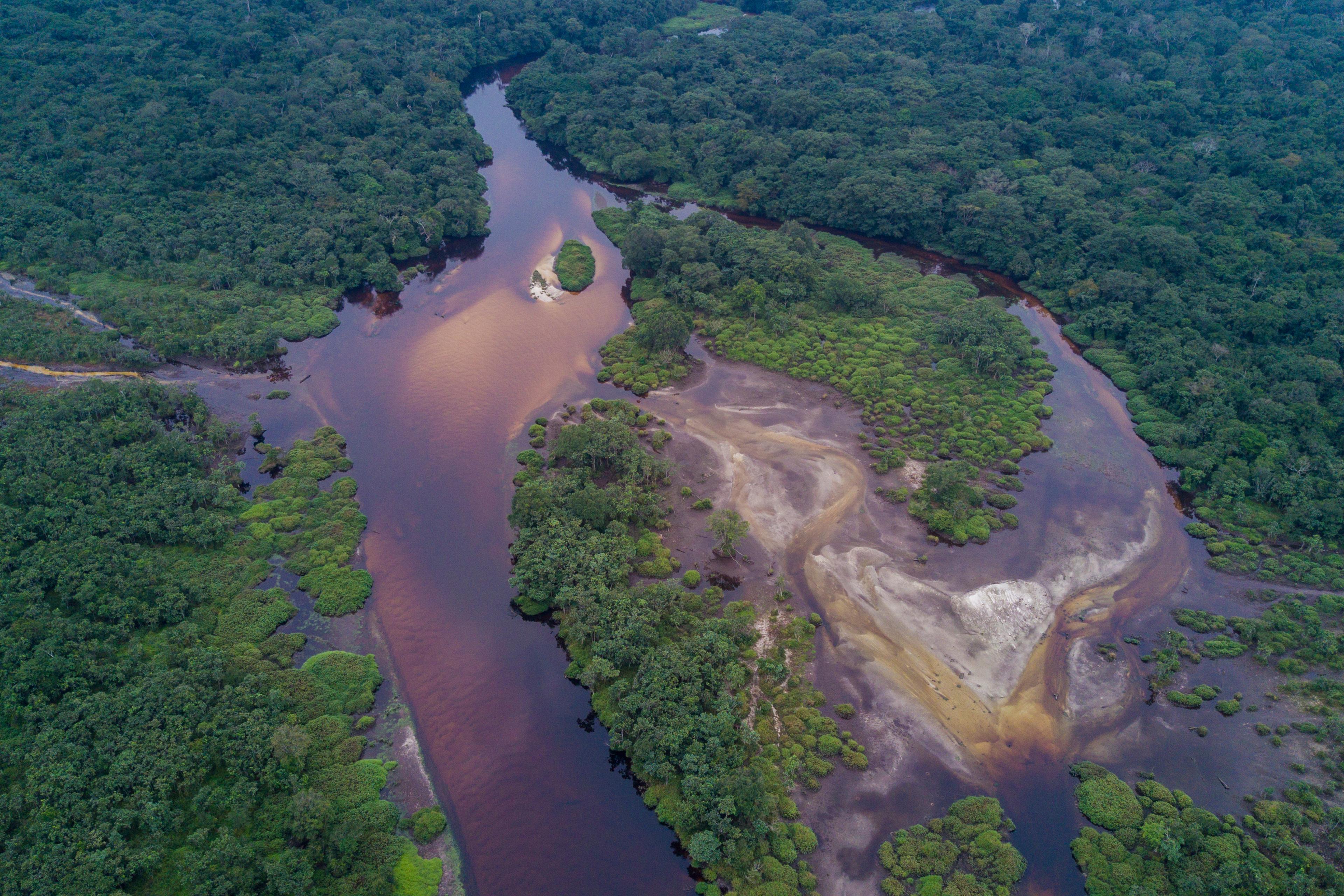 Rivier en bos van boven, Congo